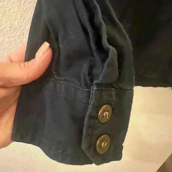 AllSaints Spitalfields Jacket Navy Hooded Pull Over Size 14 100% Cotton Casual - Picture 3 of 6